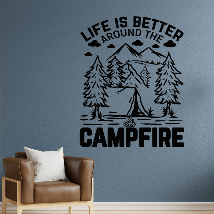 Vinyl Wall Decal Camp Life Camping Happy Camper Phrase Stickers Mural (g9588)
