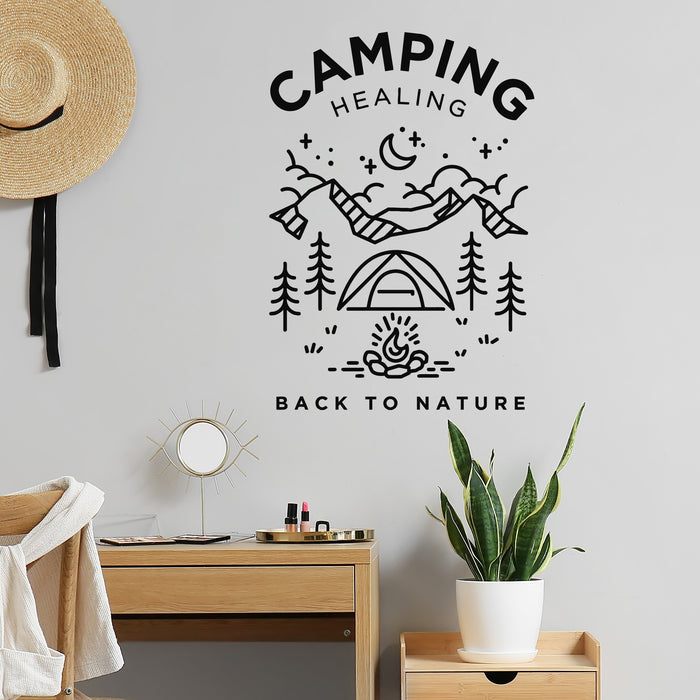 Vinyl Wall Decal Camping Healing Back To Nature Camp Tent Night Stickers Mural (g9945)