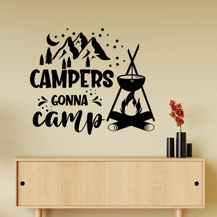Vinyl Wall Decal Camping My Happy Place Motivational Campers Camp Stickers Mural (g9953)