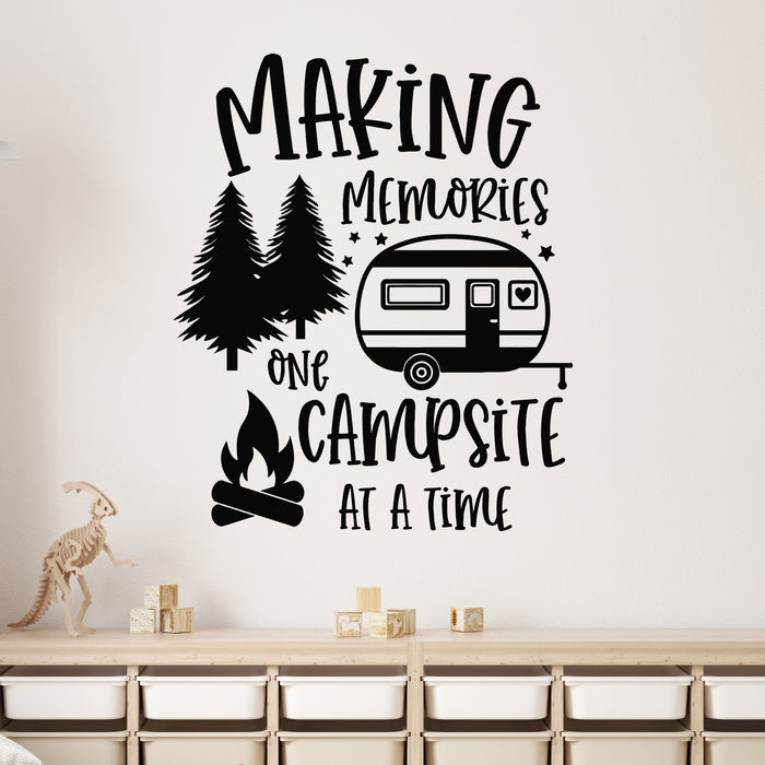 Vinyl Wall Decal Camper Trailer Making Memories Camp Inspiring Phrases Stickers Mural (g9174)