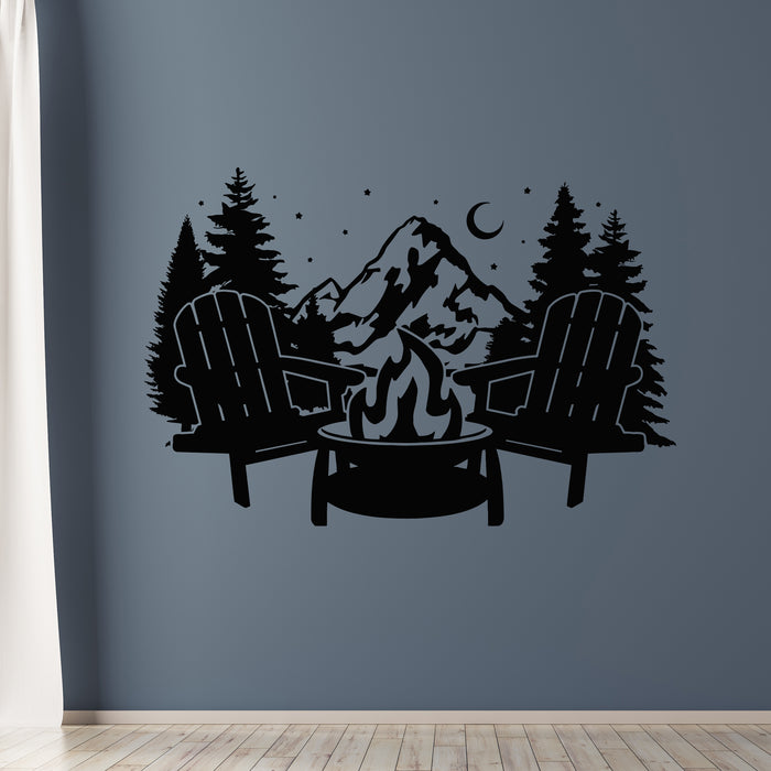 Vinyl Wall Decal Camping Love Wild Nature Night Stars Mountains Stickers Mural (g9194)