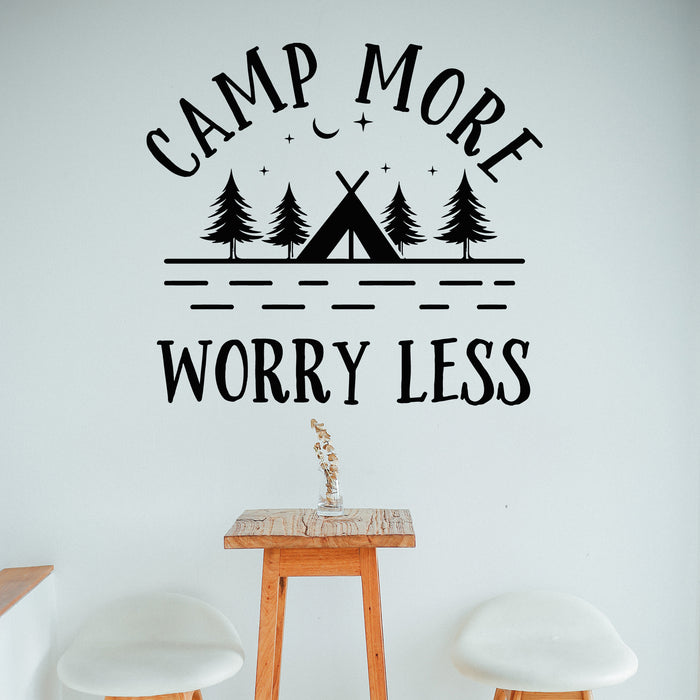 Vinyl Wall Decal Camp More Worry Less Camping Phrase Adventure Stickers Mural (g9645)