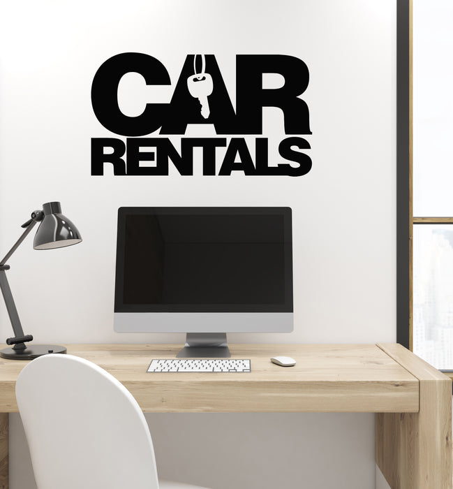 Vinyl Wall Decal Car Rentals Words Keys Silhouette Auto Stickers Mural (g8539)