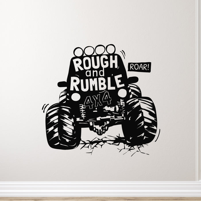 Vinyl Wall Decal Rough And Rumble Jeep Suv Auto Car Boys Room Decor Stickers Mural (g9126)