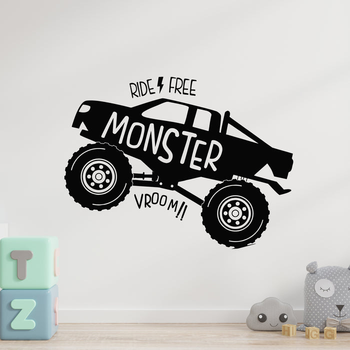 Vinyl Wall Decal Monster Truck Car Vehicles Ride Big Auto Boys Decor Stickers Mural (g9128)