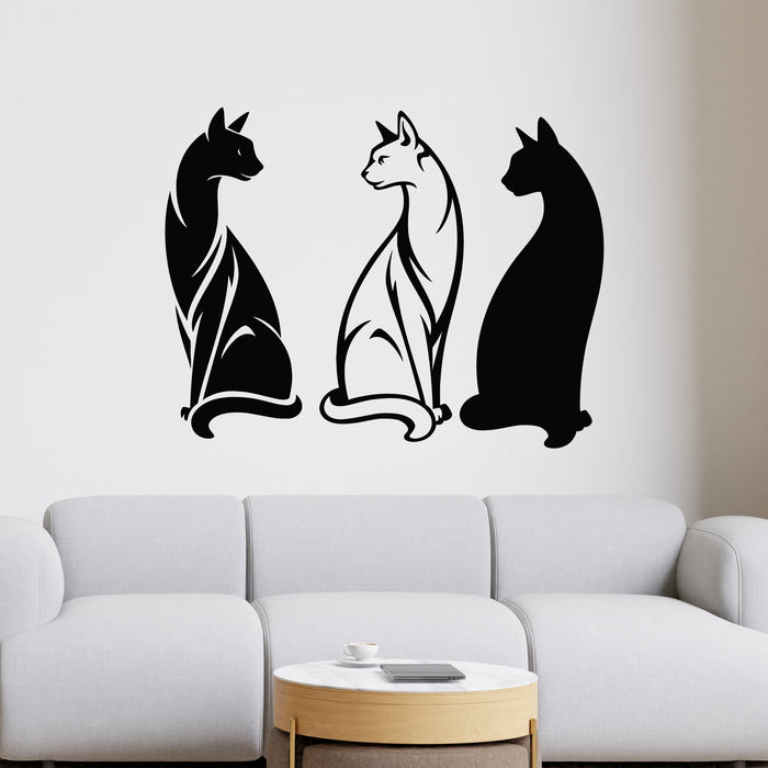 Vinyl Wall Decal Sitting Cats Posters Silhouette Pet Animal Fashion Stickers Mural (g9317)