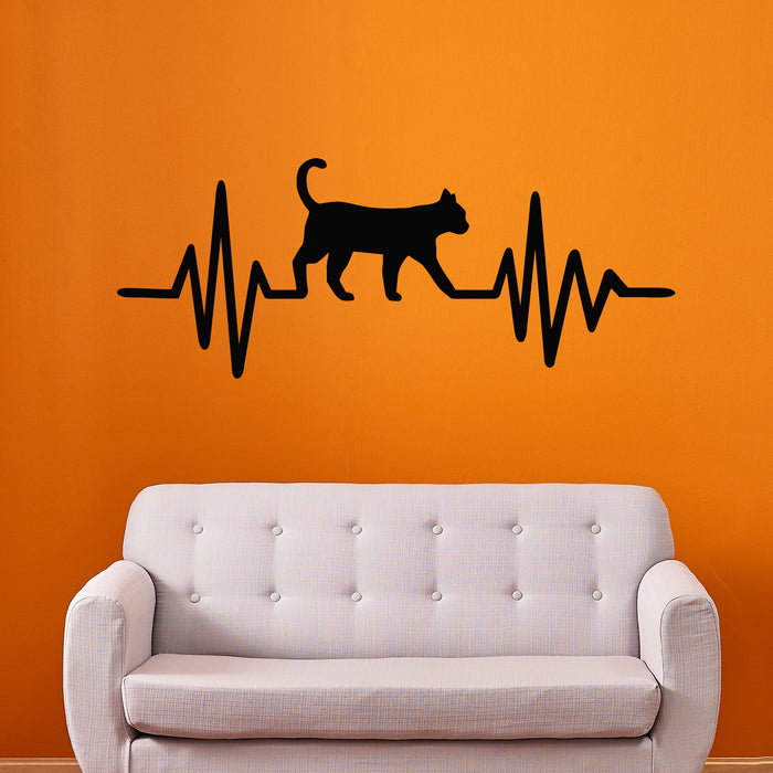 Vinyl Wall Decal Pulse Care Cat Silhouette Vet Clinic Nursery Decor Stickers Mural (g9269)