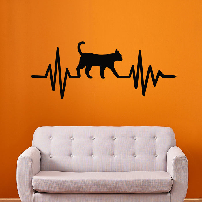 Autocollant mural en vinyle pour soins du pouls, silhouette de chat, clinique vétérinaire, décoration de chambre d'enfant (g9269)