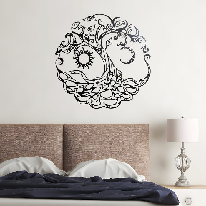 Vinyl Wall Decal Tree of Life Celtic Symbol Moon Sun Day Night Living Room (722ig)