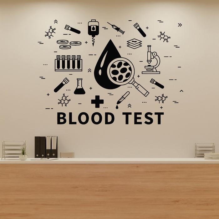 Vinyl Wall Decal Blood Test Clinic Blood Group Biochemical Test Stickers Mural (g9071)