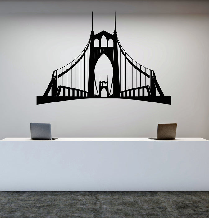 Vinyl Wall Decal Bridge City Silhouette Logo Graphic Home Interior Stickers Mural (g8716)