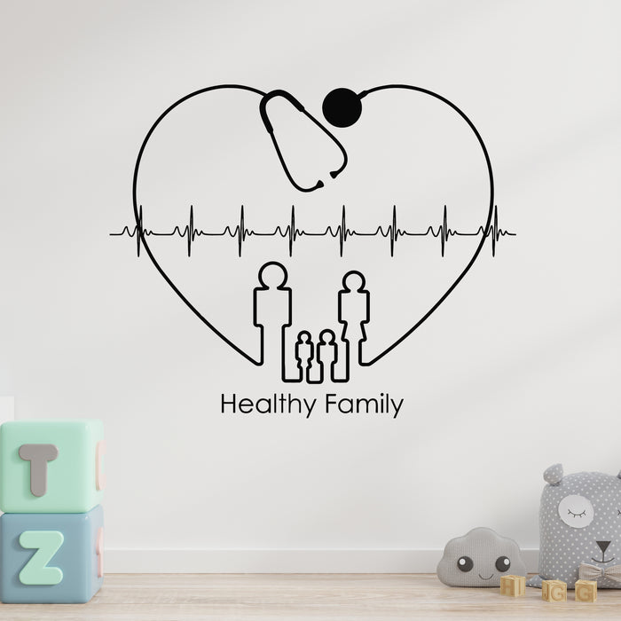 Vinyl Wall Decal Heart Cardiogram Healthy Family Clinic Health Care Stickers Mural (L093)