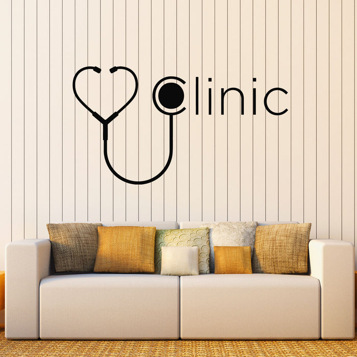 Autocollant mural en vinyle en forme de cœur avec logo de la clinique de stéthoscope, autocollants pour soins de santé (g8603)