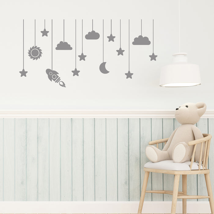 Vinyl Wall Decal Moon Cloud Star Nursery Kids Room Art Stickers Unique Gift (ig3666)