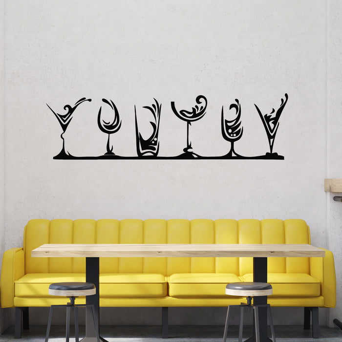 Vinyl Wall Decal Drinking Glass Collection Cocktail Mixed Drink Bar Stickers Mural (g9201)