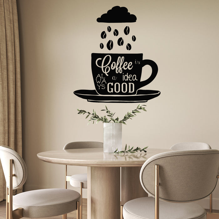 Vinyl Wall Decal Coffee Quote Shop Cup Beans Kitchen Stickers Mural Unique Gift (ig4478)