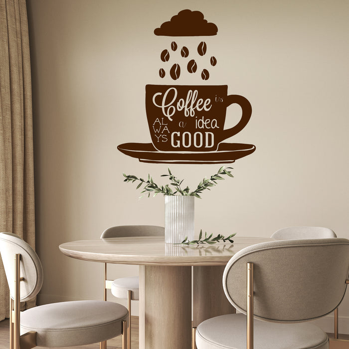 Vinyl Wall Decal Coffee Quote Shop Cup Beans Kitchen Stickers Mural Unique Gift (ig4478)