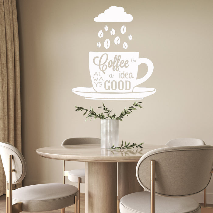 Vinyl Wall Decal Coffee Quote Shop Cup Beans Kitchen Stickers Mural Unique Gift (ig4478)