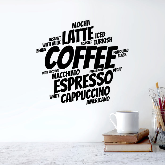 Vinyl Wall Decal Coffee Shop Decoration Words Kitchen Cafe Stickers Unique Gift (ig4712)