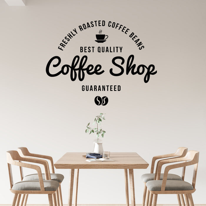 Vinyl Wall Decal Coffee House Logo Freshly Roasted Coffee Beans Stickers Mural (g9145)