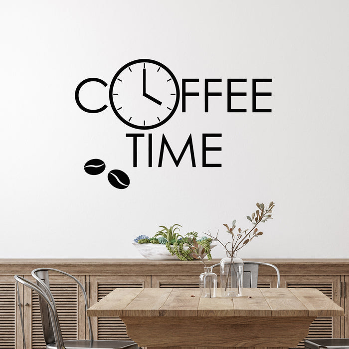 Vinyl Wall Decal Coffee Time Coffee Beans House Cafe Logo Wall Clock Stickers Mural (g9151)
