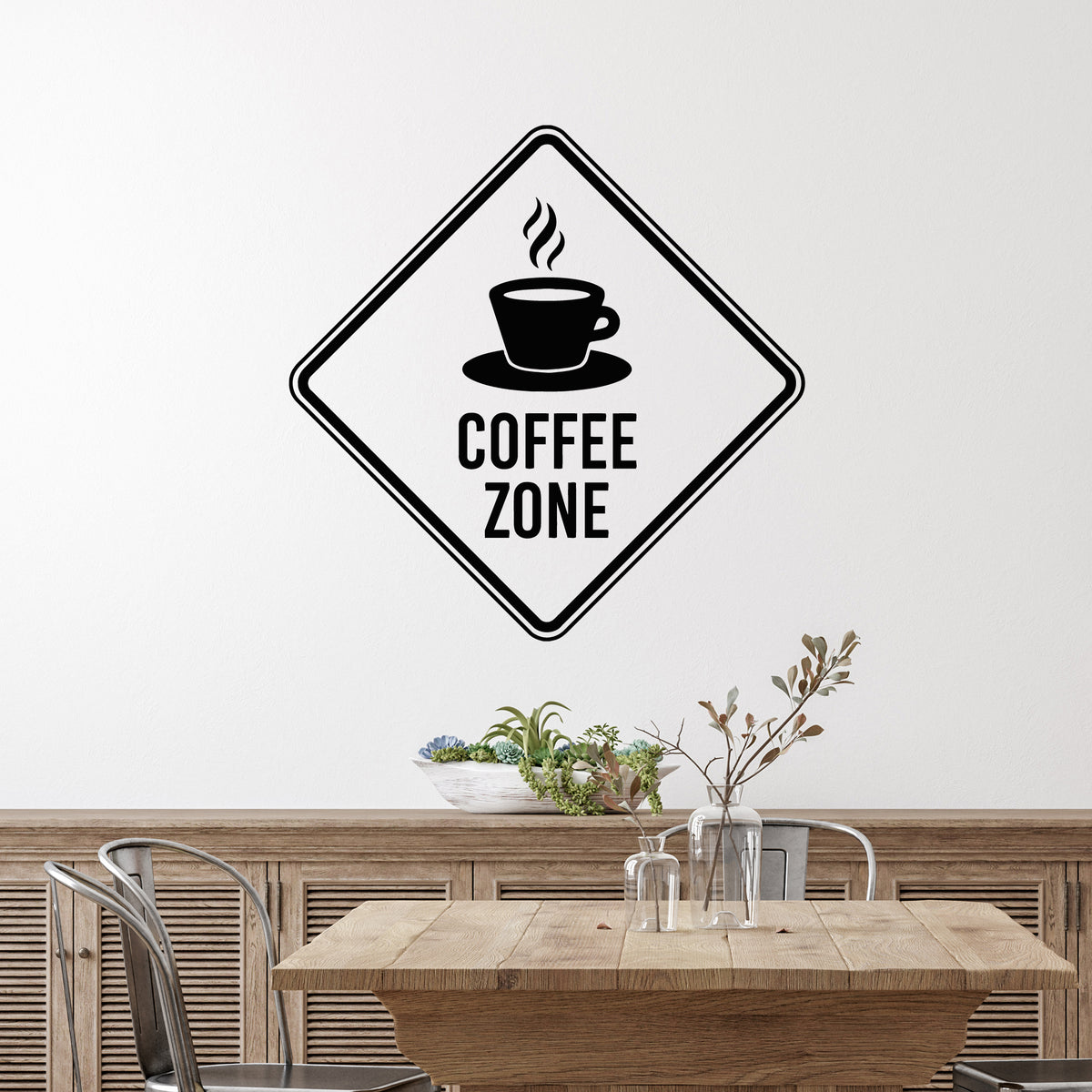 Vinyl Wall Decal Coffee Zone Cage Phrase Cafeteria Cup Stickers Mural ...