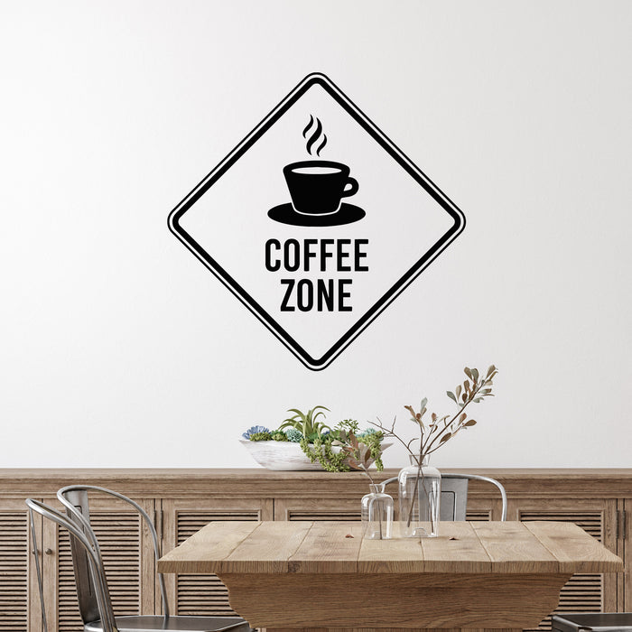 Vinyl Wall Decal Coffee Zone Cage Phrase Cafeteria Cup Stickers Mural (g9581)