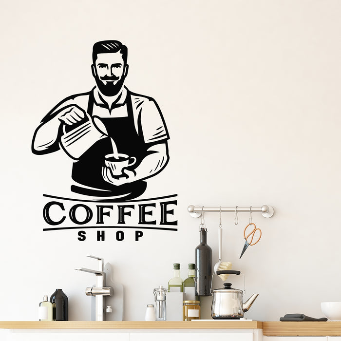 Vinyl Wall Decal Coffee Time Cafe Logo Menu Barista Coffee House Stickers Mural (g9688)