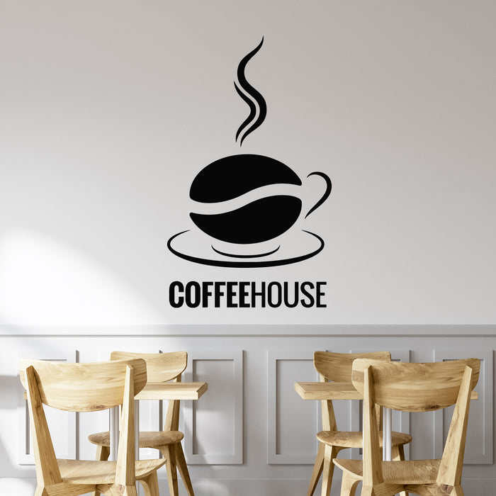 Vinyl Wall Decal Coffee House Logo Cup Cafe Coffee Bean Stickers Mural (g9929)