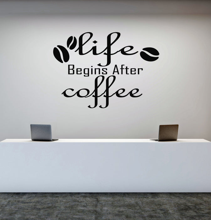 Vinyl Wall Decal Lettering Quote Life Begins After Coffee Shop Stickers Mural (g8688)