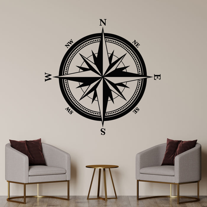 Vinyl Wall Decal Rose of Wind Compass Navigation Travel Stickers Mural (g9628)