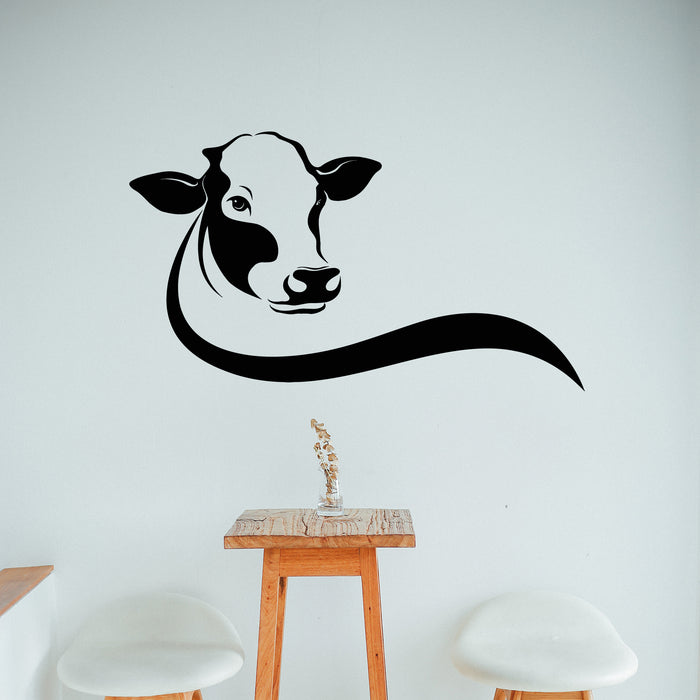 Vinyl Wall Decal Cow Head Design Farm Animals Farmer Land Stickers Mural (g9253)