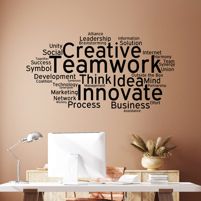 Vinyl Wall Decal Teamwork Quote Cloud Words Office Decoration Stickers Unique Gift (ig4358)