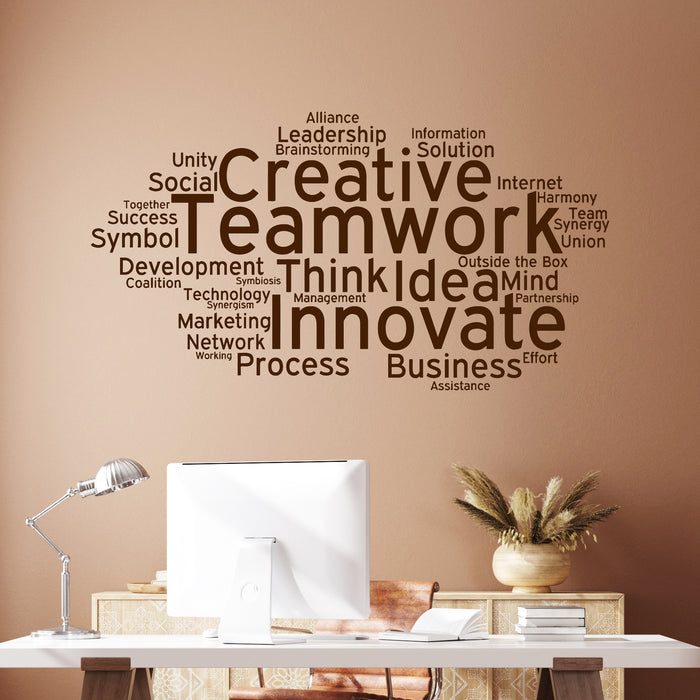 Vinyl Wall Decal Teamwork Quote Cloud Words Office Decoration Stickers Unique Gift (ig4358)