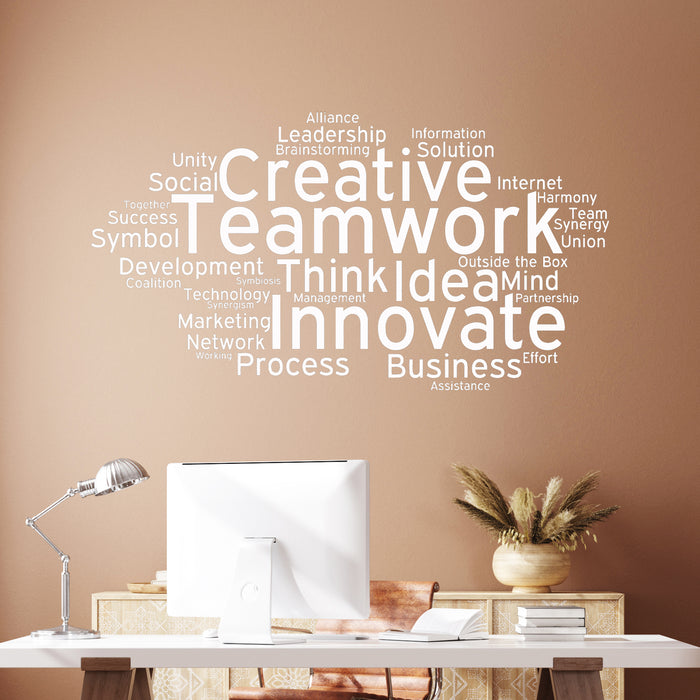 Vinyl Wall Decal Teamwork Quote Cloud Words Office Decoration Stickers Unique Gift (ig4358)