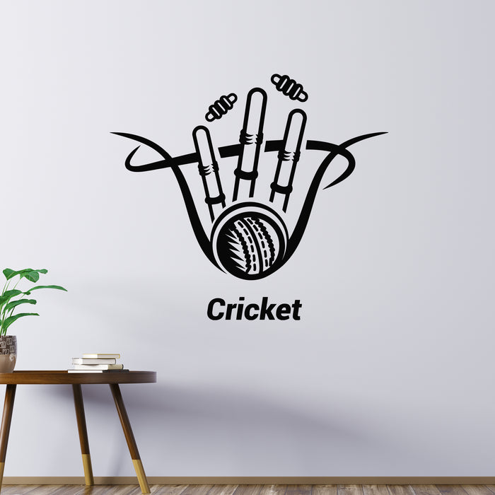 Vinyl Wall Decal Cricket Logo Ball Team Game Active Sport Decor Stickers Mural (g9075)