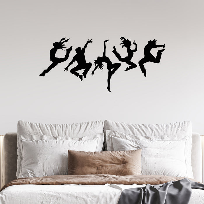 Autocollant mural en vinyle Silhouette de studio de danse Personnes dansantes Autocollants muraux Cadeau unique (ig4988)