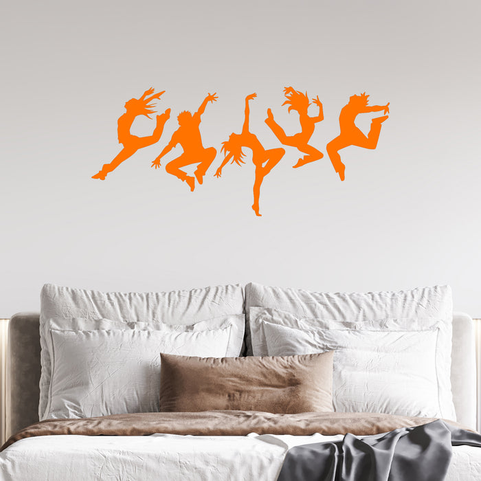 Autocollant mural en vinyle Silhouette de studio de danse Personnes dansantes Autocollants muraux Cadeau unique (ig4988)