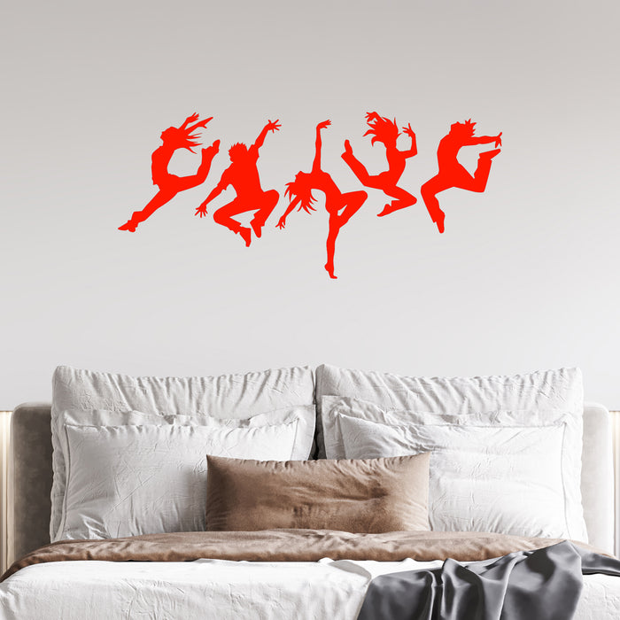 Autocollant mural en vinyle Silhouette de studio de danse Personnes dansantes Autocollants muraux Cadeau unique (ig4988)