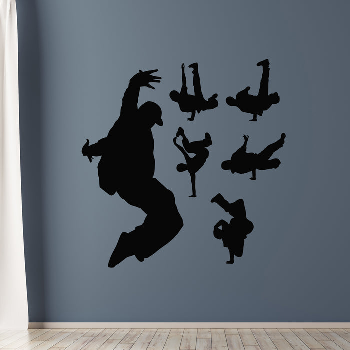 Vinyl Wall Decal Dance School Hip Hop Dancer Silhouette Break Dancing Stickers Mural (g9242)