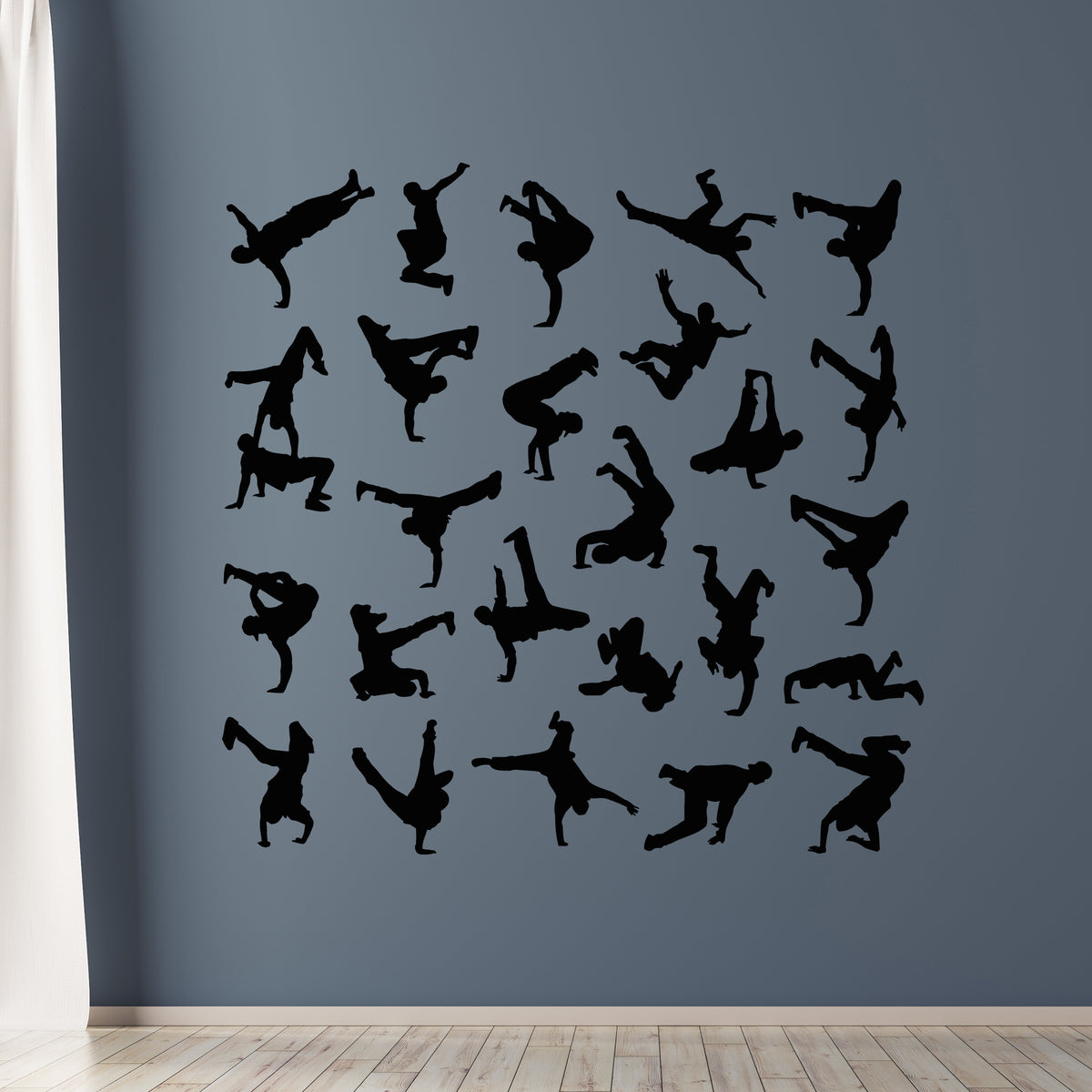 Vinyl Wall Decal Breakdancing Silhouettes Patterns Street Dancing Stic ...