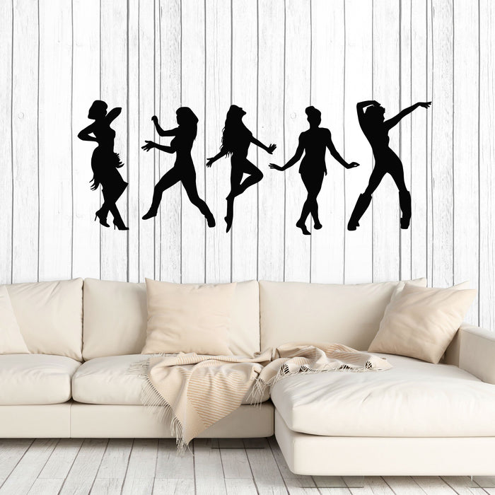 Vinyl Wall Decal Women Dancing Silhouette Dance Night Club Stickers Mural (g8707)