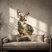Deer forest wall sticker above sofa