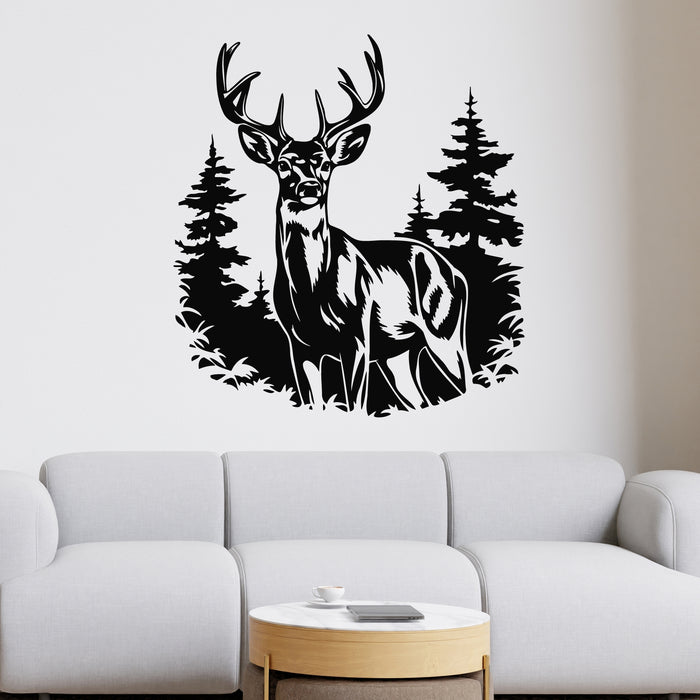 Vinyl Wall Decal Wild Deer Big Horns Forest Nature Hunting Room Stickers Mural (L077)