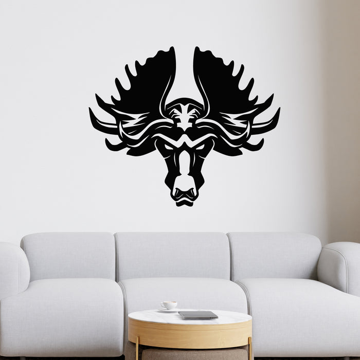 Vinyl Wall Decal Moose Head Horns Hunting Fishing Hobby Decor Stickers Mural (g9111)