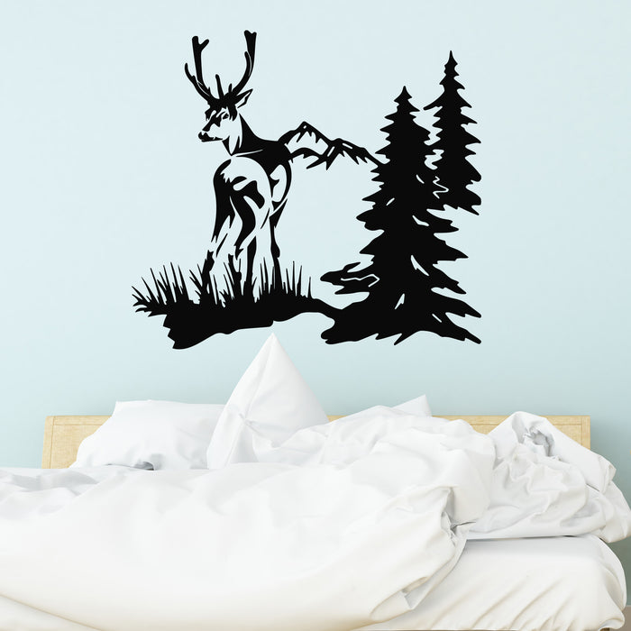 Vinyl Wall Decal Deer Hunting Amazing Art Nature Mountains Forest Stickers Mural (g9232)