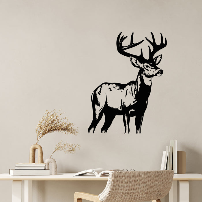 Vinyl Wall Decal Whitetail Deer Logo Wild Forest Animal Decor Stickers Mural (g9536)