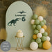 Custom dinosaur birthday vinyl decal with name and age for kids party backdrop