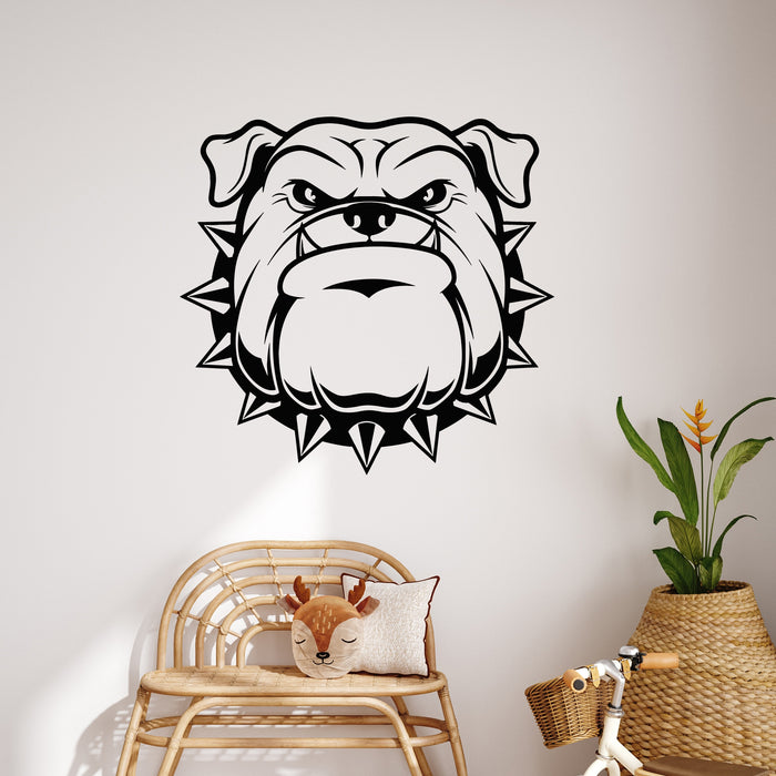 Vinyl Wall Decal Angry Bulldog Garage Decor Crazy Dog Head Stickers Mural (g9155)