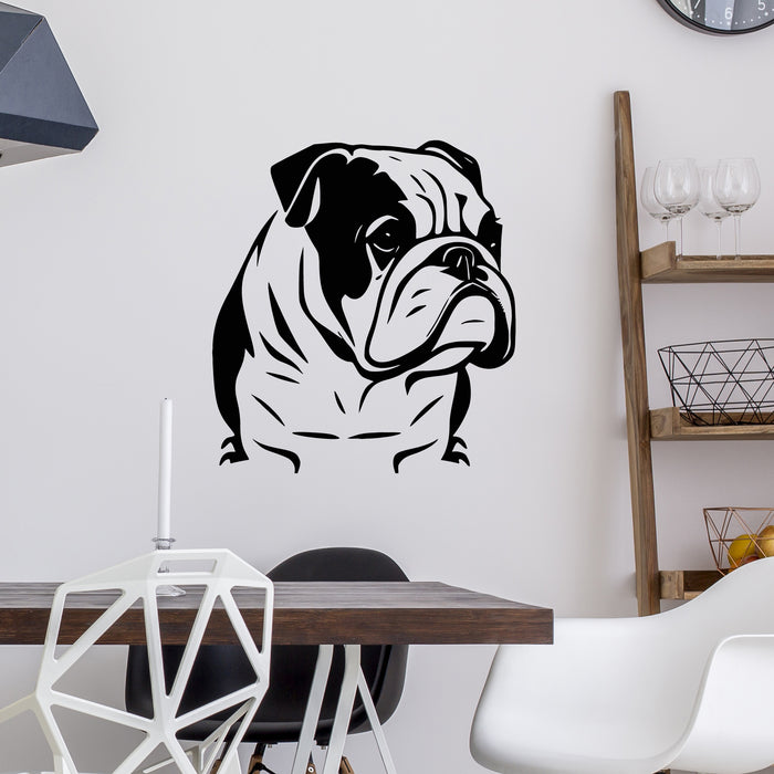 Vinyl Wall Decal English Bulldog Dog Head Symbol Pets Shop Stickers Mural (g9180)